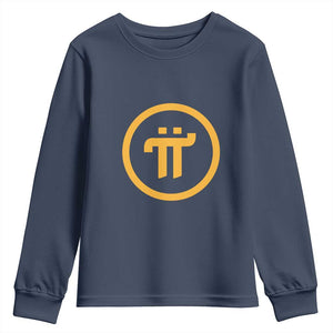 Pi Cryptocurrency Youth Sweatshirt Crypto Coins Network TS02 Navy Print Your Wear