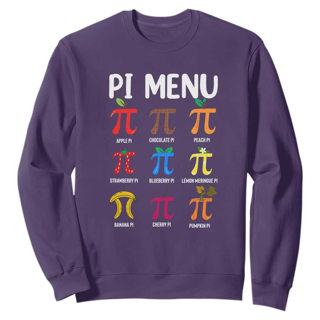 Funny Number Pi Sweatshirt Pi Menu 3.14 Pi Symbol - Math Teacher Happy Pi Day TS02 Purple Print Your Wear