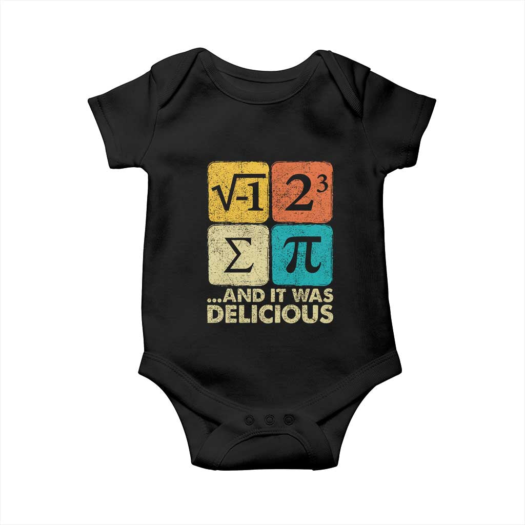 Funny Number Pi Baby Onesie I Ate Some Pie and It Was Delicious Funny PI Day Math Pun TS02 Black Print Your Wear