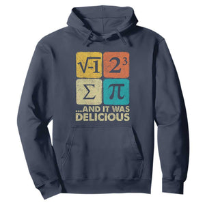 Funny Number Pi Hoodie I Ate Some Pie and It Was Delicious Funny PI Day Math Pun TS02 Navy Print Your Wear