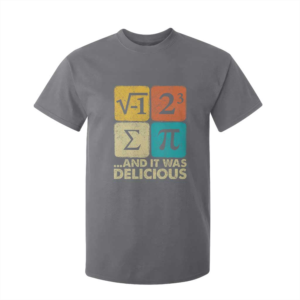 Funny Number Pi T Shirt For Kid I Ate Some Pie and It Was Delicious Funny PI Day Math Pun TS02 Charcoal Print Your Wear