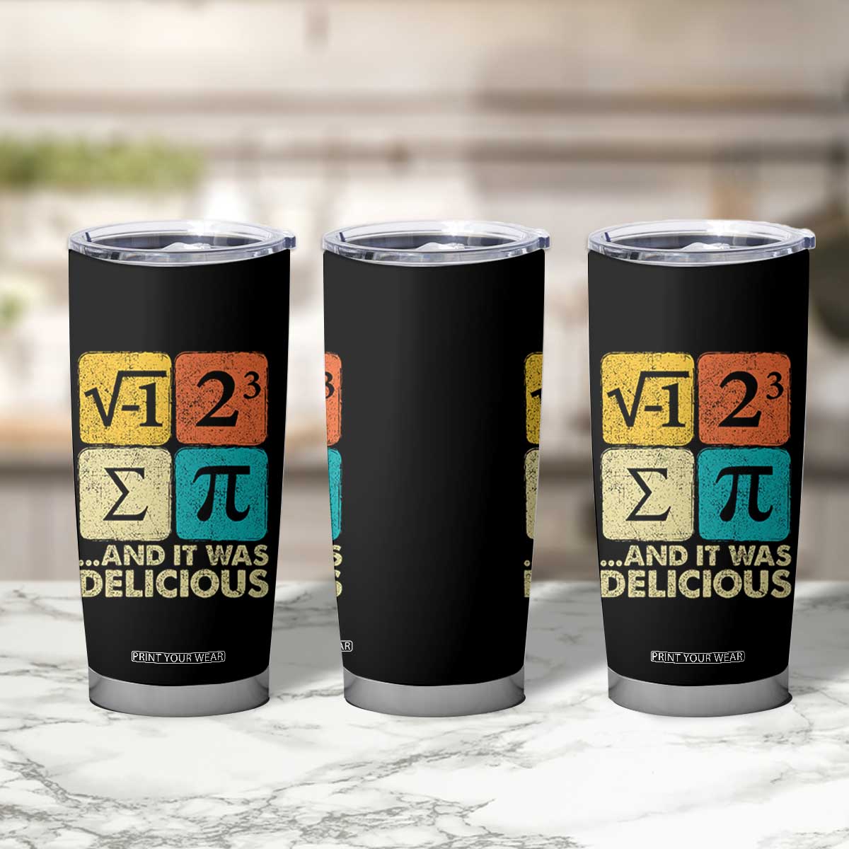 Funny Number Pi Tumbler Cup I Ate Some Pie and It Was Delicious Funny PI Day Math Pun TS02 Print Your Wear