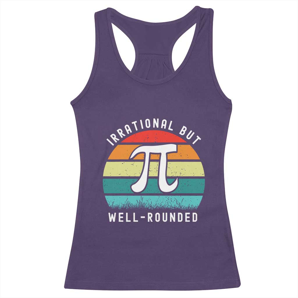Funny Number Pi Racerback Tank Top Retro Irrational But Well Rounded Pi Day Celebration Math TS02 Purple Print Your Wear