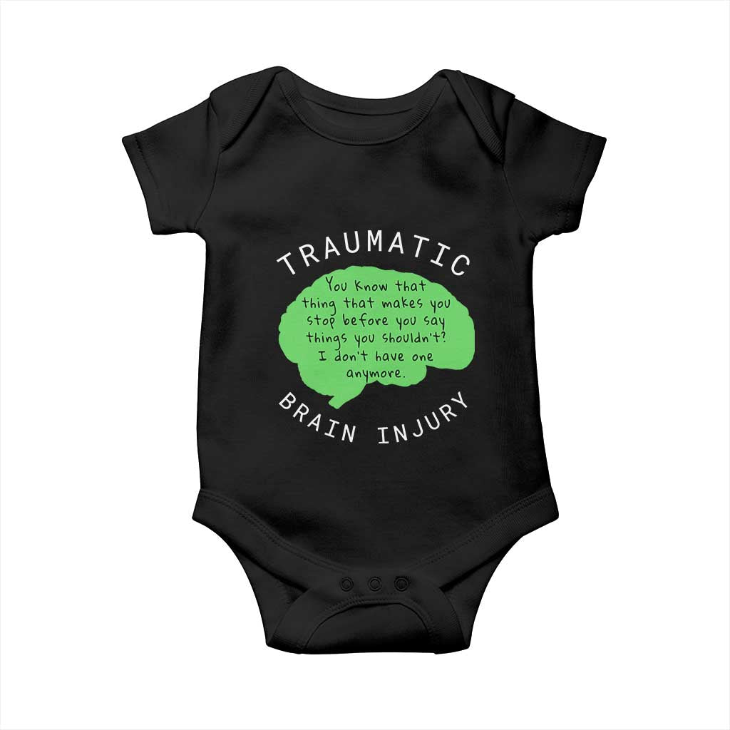 Traumatic Brain Injury Awareness Baby Onesie TBI Support TS02 Black Print Your Wear
