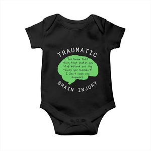 Traumatic Brain Injury Awareness Baby Onesie TBI Support TS02 Black Print Your Wear