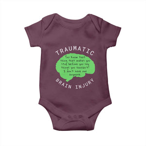 Traumatic Brain Injury Awareness Baby Onesie TBI Support TS02 Maroon Print Your Wear