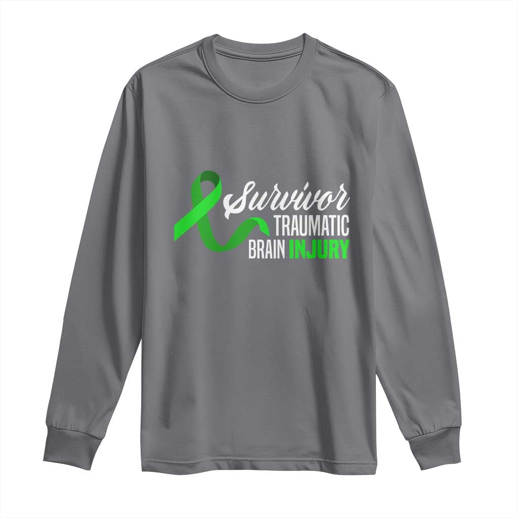 Traumatic Brain Injury Awareness Long Sleeve Shirt TBI Survivor TS02 Charcoal Print Your Wear