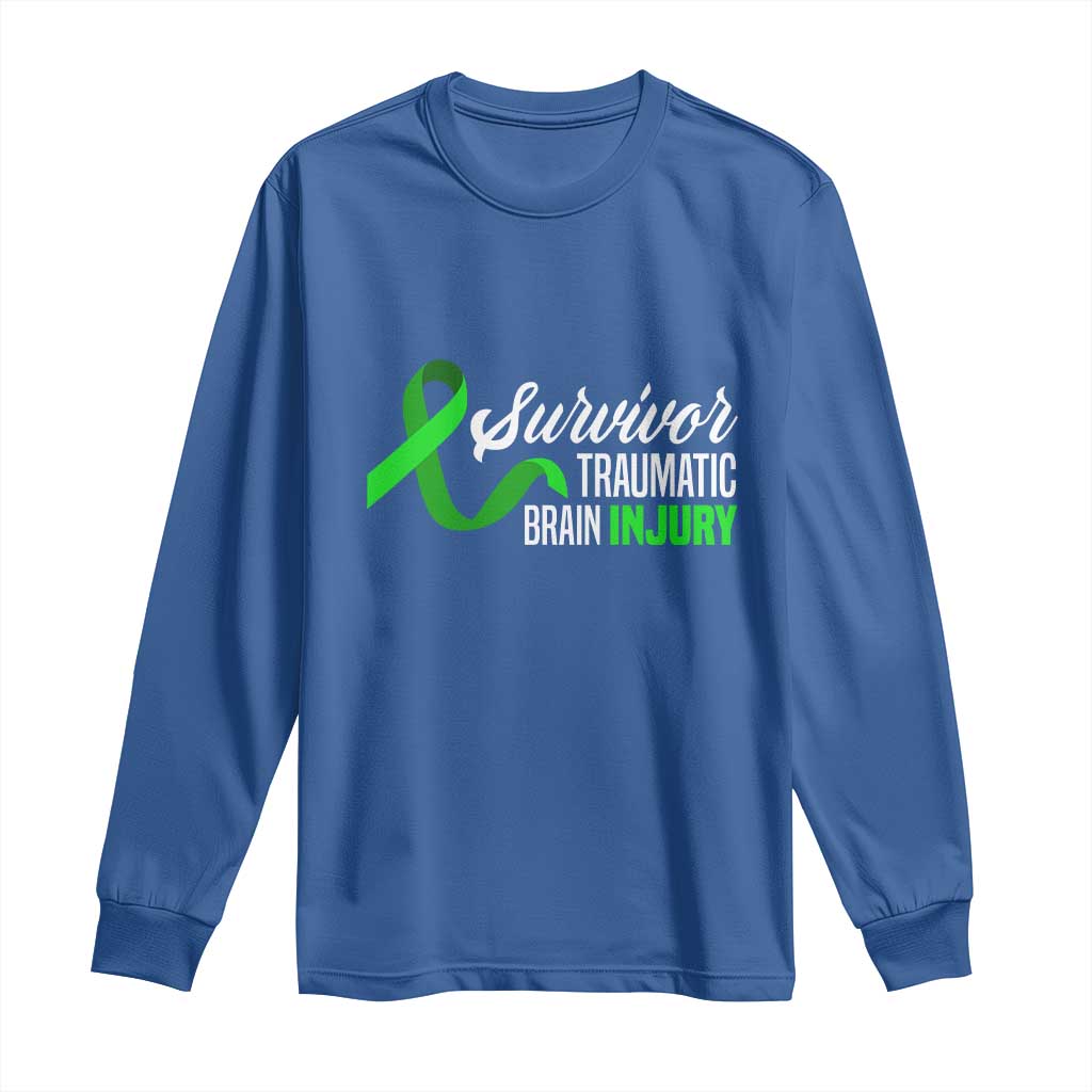 Traumatic Brain Injury Awareness Long Sleeve Shirt TBI Survivor TS02 Royal Blue Print Your Wear