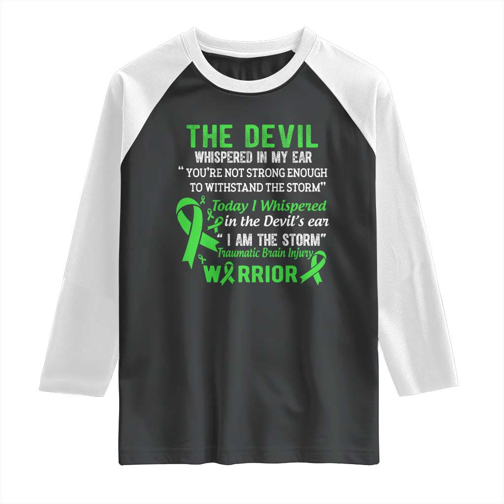 Traumatic Brain Injury Awareness Raglan Shirt I Am The Storm TBI Warrior TS02 Black White Print Your Wear