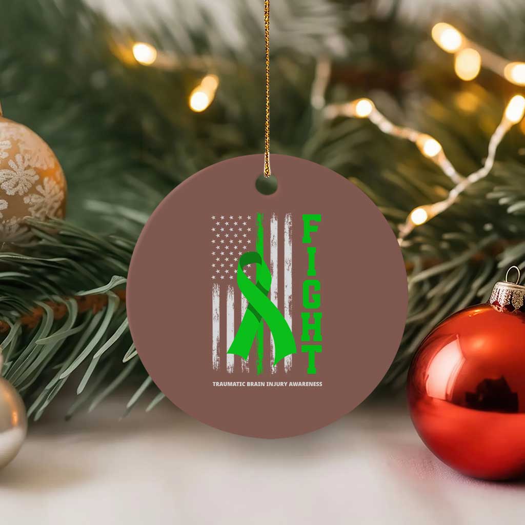 Traumatic Brain Injury Awareness Ceramic Ornament Fight TBI American US Flag TS02 1pc Mocha Print Your Wear