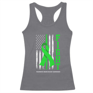 Traumatic Brain Injury Awareness Racerback Tank Top Fight TBI American US Flag TS02 Charcoal Print Your Wear
