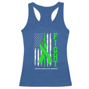 Traumatic Brain Injury Awareness Racerback Tank Top Fight TBI American US Flag TS02 Royal Blue Print Your Wear