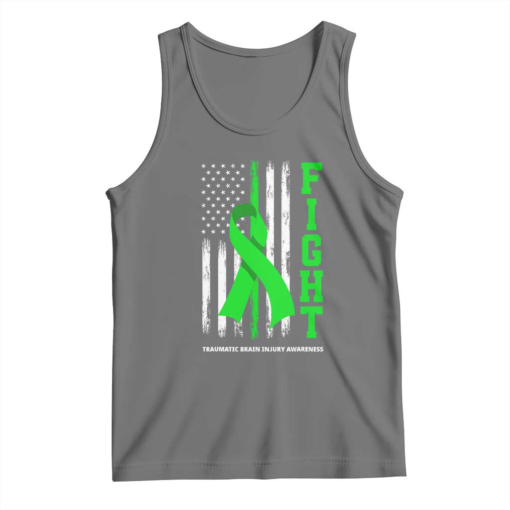 Traumatic Brain Injury Awareness Tank Top Fight TBI American US Flag TS02 Black Heather Print Your Wear