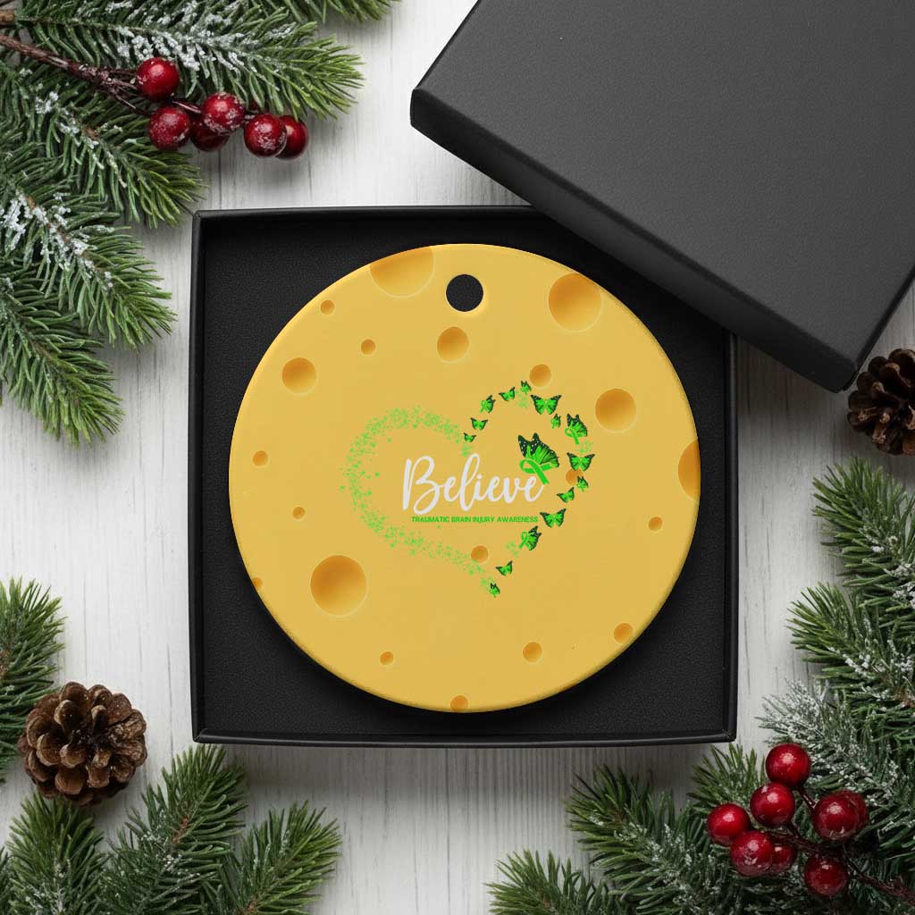Traumatic Brain Injury Awareness Ceramic Ornament TBI Believe Butterflies TS02 1pc Yellow Cheese Print Your Wear