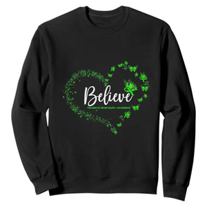 Traumatic Brain Injury Awareness Sweatshirt TBI Believe Butterflies TS02 Black Print Your Wear