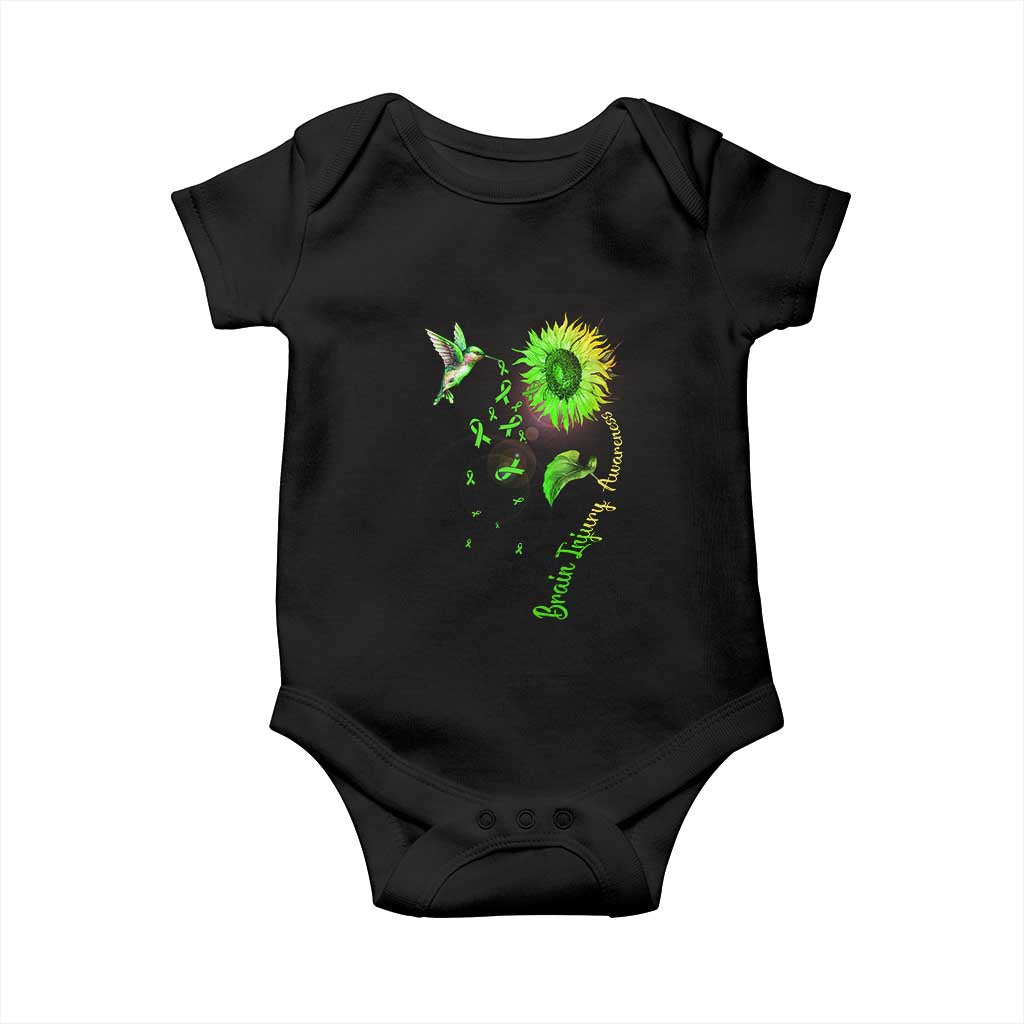 Traumatic Brain Injury Awareness Baby Onesie Sunflower Hummingbird TS02 Black Print Your Wear