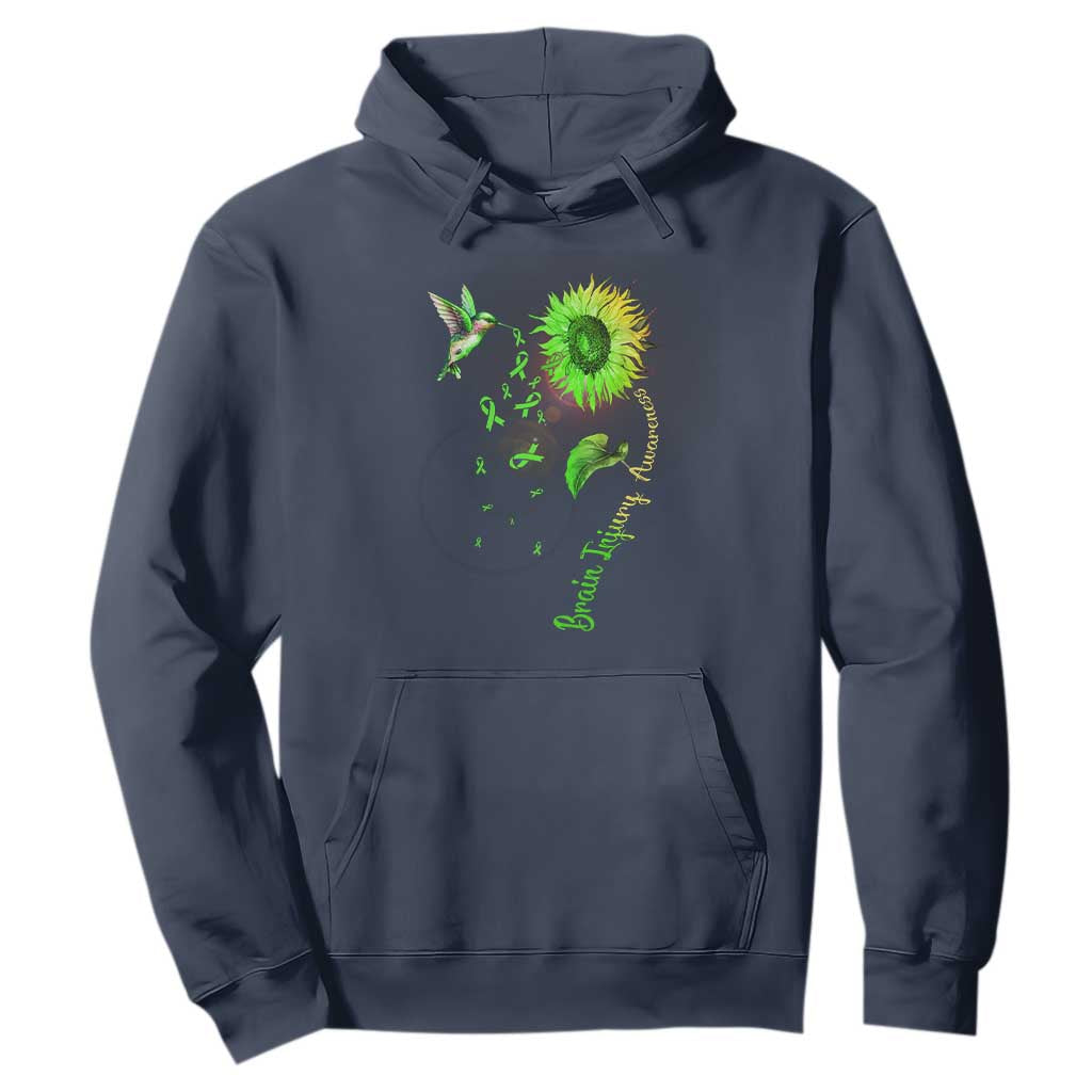 Traumatic Brain Injury Awareness Hoodie Sunflower Hummingbird TS02 Navy Print Your Wear