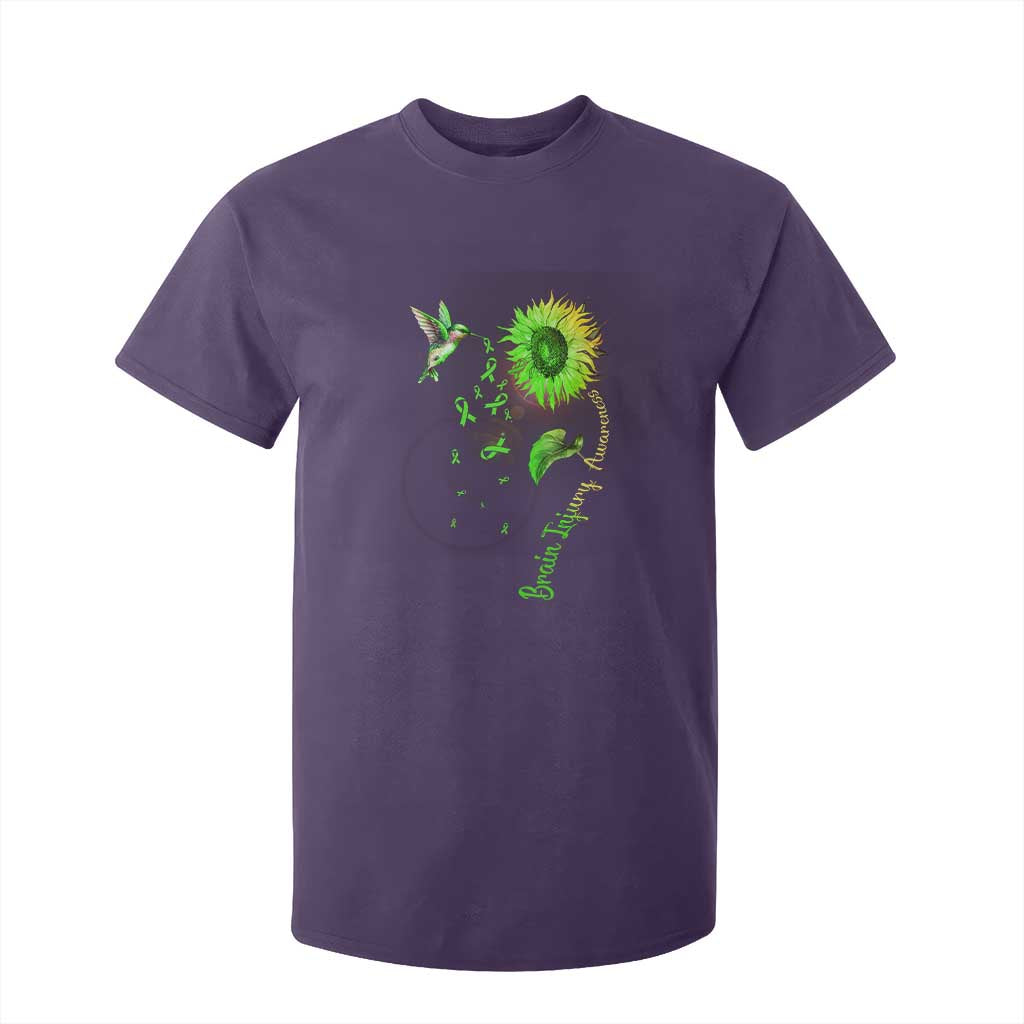Traumatic Brain Injury Awareness T Shirt For Kid Sunflower Hummingbird TS02 Purple Print Your Wear
