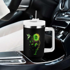 Traumatic Brain Injury Awareness Tumbler With Handle Sunflower Hummingbird TS02 Print Your Wear