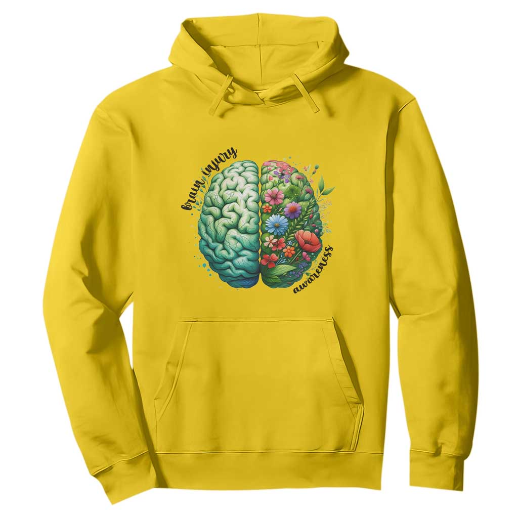 Traumatic Brain Injury Awareness Hoodie TBI Warrior Green Floral Brain TS02 Daisy Print Your Wear