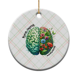 Traumatic Brain Injury Awareness Ceramic Ornament TBI Warrior Green Floral Brain TS02 1pc Christmas Plaid Print Your Wear