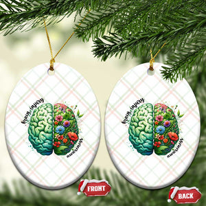 Traumatic Brain Injury Awareness Ceramic Ornament TBI Warrior Green Floral Brain TS02 Print Your Wear