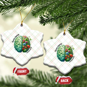 Traumatic Brain Injury Awareness Ceramic Ornament TBI Warrior Green Floral Brain TS02 Print Your Wear