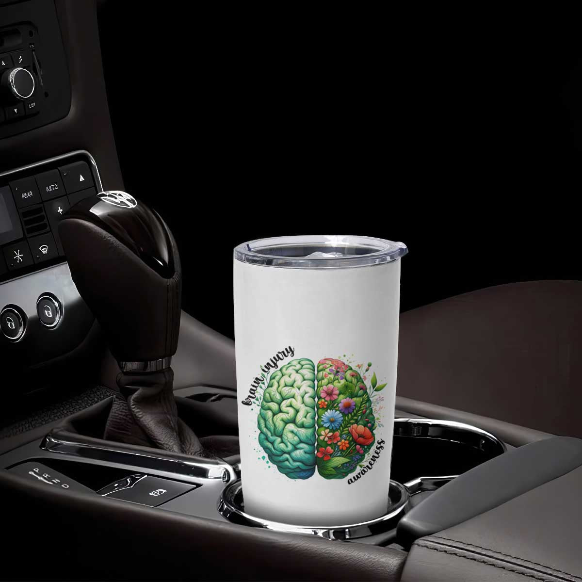 Traumatic Brain Injury Awareness Tumbler Cup TBI Warrior Green Floral Brain TS02 Print Your Wear