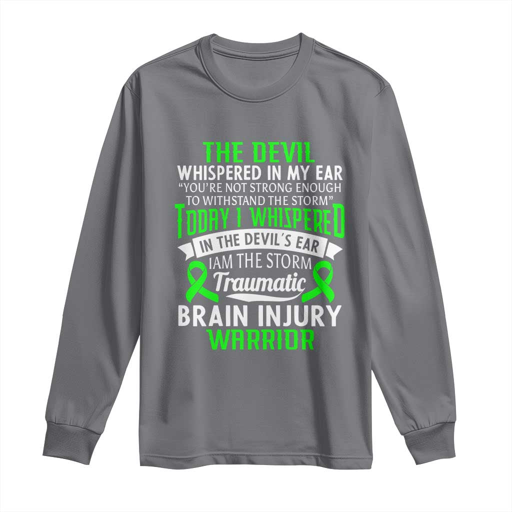 Traumatic Brain Injury Awareness Long Sleeve Shirt TBI Warrior I Am The Storm TS02 Charcoal Print Your Wear
