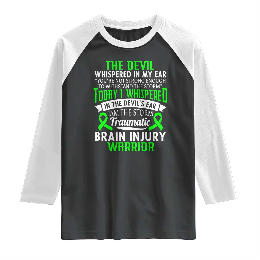 Traumatic Brain Injury Awareness Raglan Shirt TBI Warrior I Am The Storm TS02 Black White Print Your Wear
