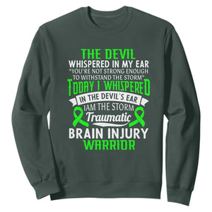 Traumatic Brain Injury Awareness Sweatshirt TBI Warrior I Am The Storm TS02 Dark Forest Green Print Your Wear