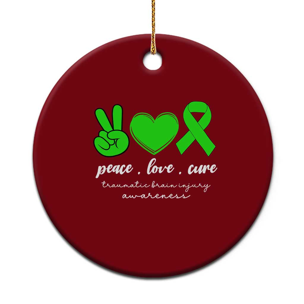 Traumatic Brain Injury Awareness Ceramic Ornament Peace Love Cure TBI Warrior TS02 1pc Red Print Your Wear