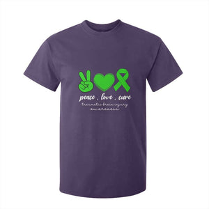 Traumatic Brain Injury Awareness T Shirt For Kid Peace Love Cure TBI Warrior TS02 Purple Print Your Wear