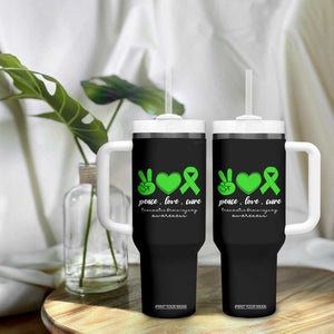 Traumatic Brain Injury Awareness Tumbler With Handle Peace Love Cure TBI Warrior TS02 Print Your Wear