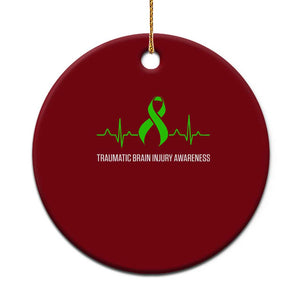 Traumatic Brain Injury Awareness Ceramic Ornament TBI Warrior Heartbeat Green Ribbon TS02 1pc Red Print Your Wear