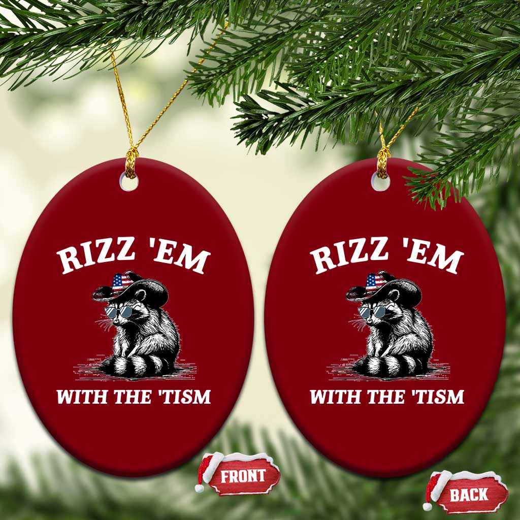 Autism Racoon Cowboy Ceramic Ornament Rizz Em With The Tism TS02 Print Your Wear
