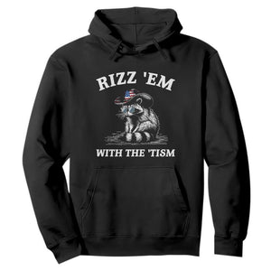 Autism Racoon Cowboy Hoodie Rizz Em With The Tism TS02 Black Print Your Wear