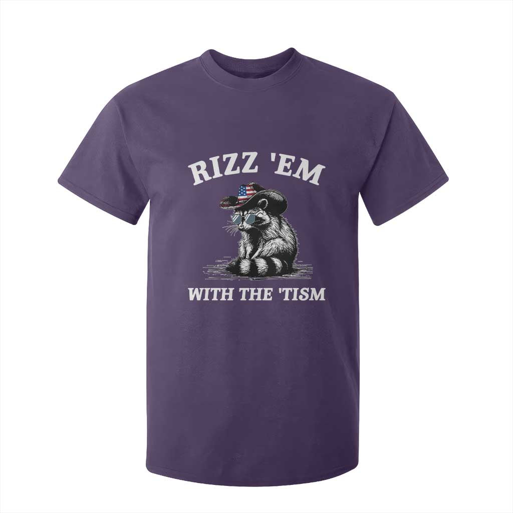 Autism Racoon Cowboy T Shirt For Kid Rizz Em With The Tism TS02 Purple Print Your Wear