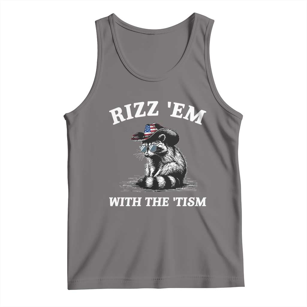 Autism Racoon Cowboy Tank Top Rizz Em With The Tism TS02 Deep Heather Print Your Wear