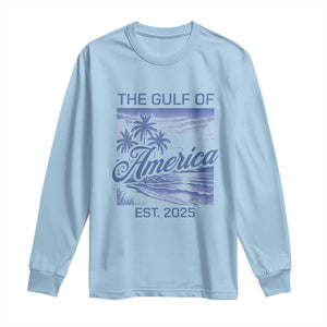 Retro Gulf Of USA Long Sleeve Shirt America Est 2025 American Flag TS02 Light Blue Print Your Wear