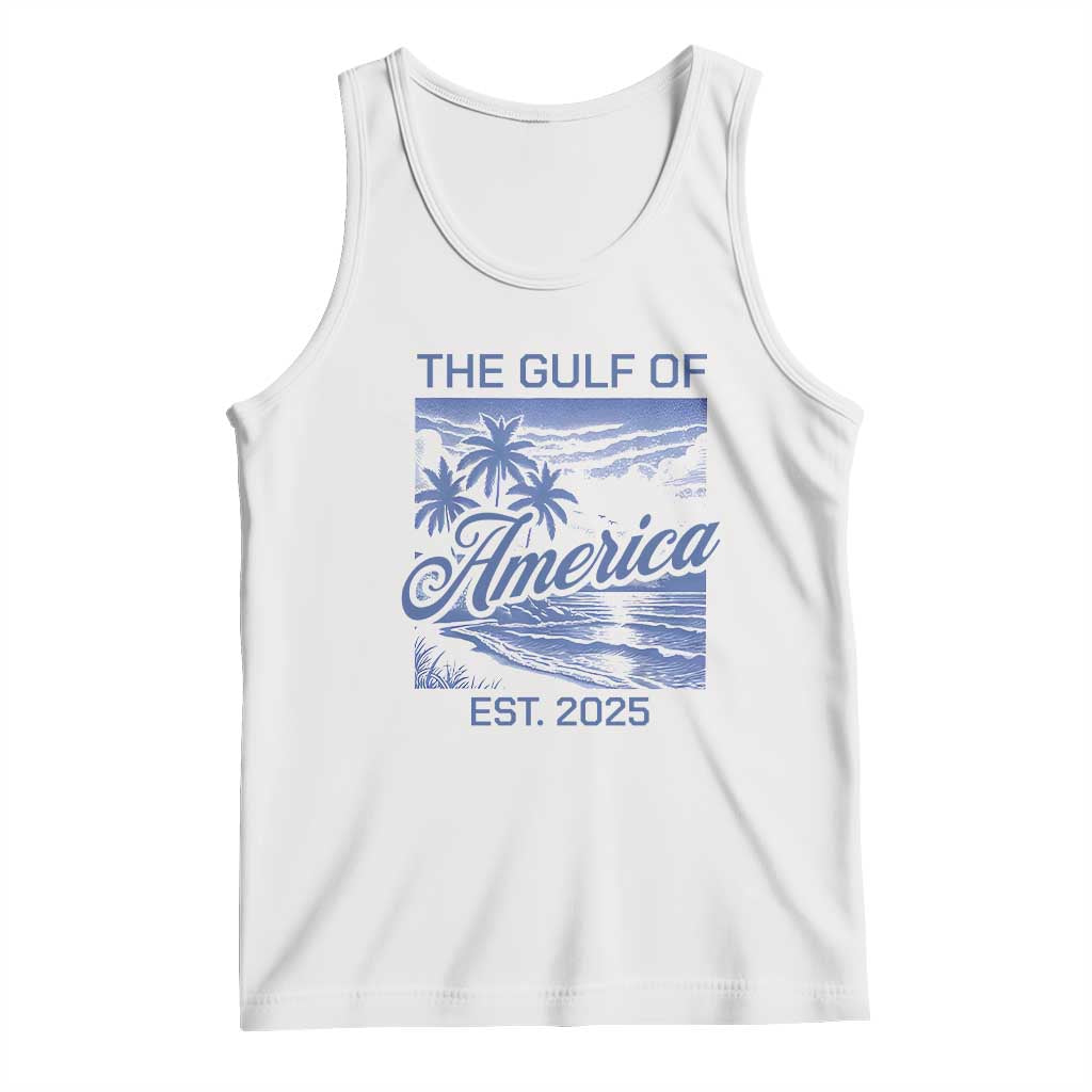 Retro Gulf Of USA Tank Top America Est 2025 American Flag TS02 White Print Your Wear