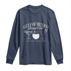 Retro Gulf of Mexico Social Club Long Sleeve Shirt Progressive Liberal TS02 Navy Print Your Wear