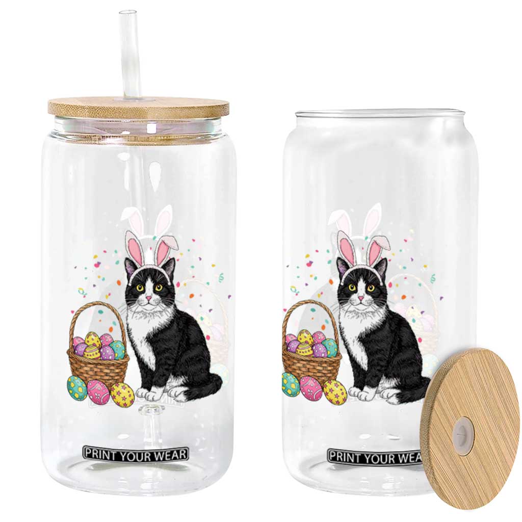 Easter Day Cat Bunny Ears Eggs Graphic Glass Can TS02 Print Your Wear