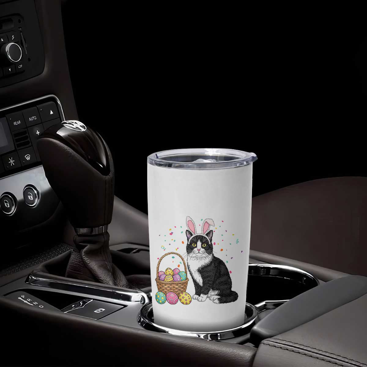 Easter Day Cat Bunny Ears Eggs Graphic Tumbler Cup TS02 Print Your Wear