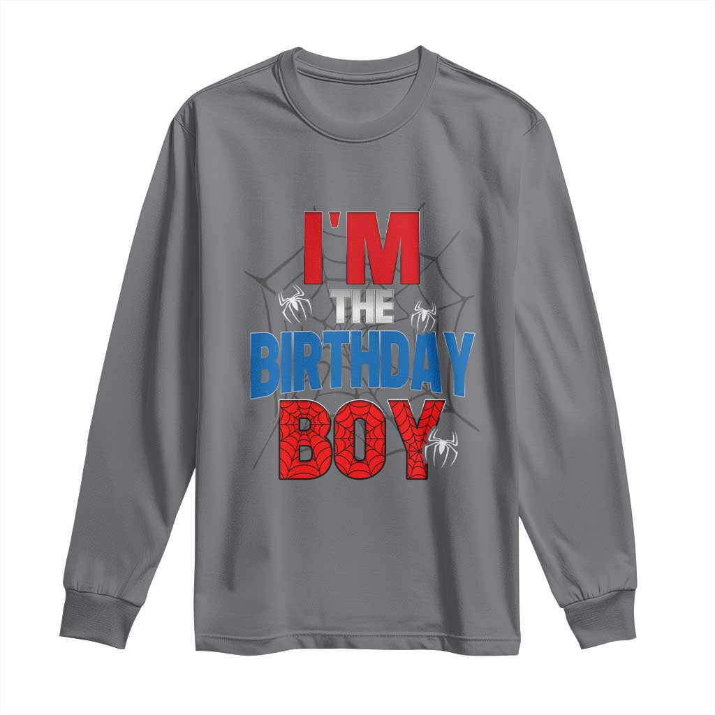 Spider Birthday Boy Long Sleeve Shirt Spiders Lover Bday Party TS02 Charcoal Print Your Wear