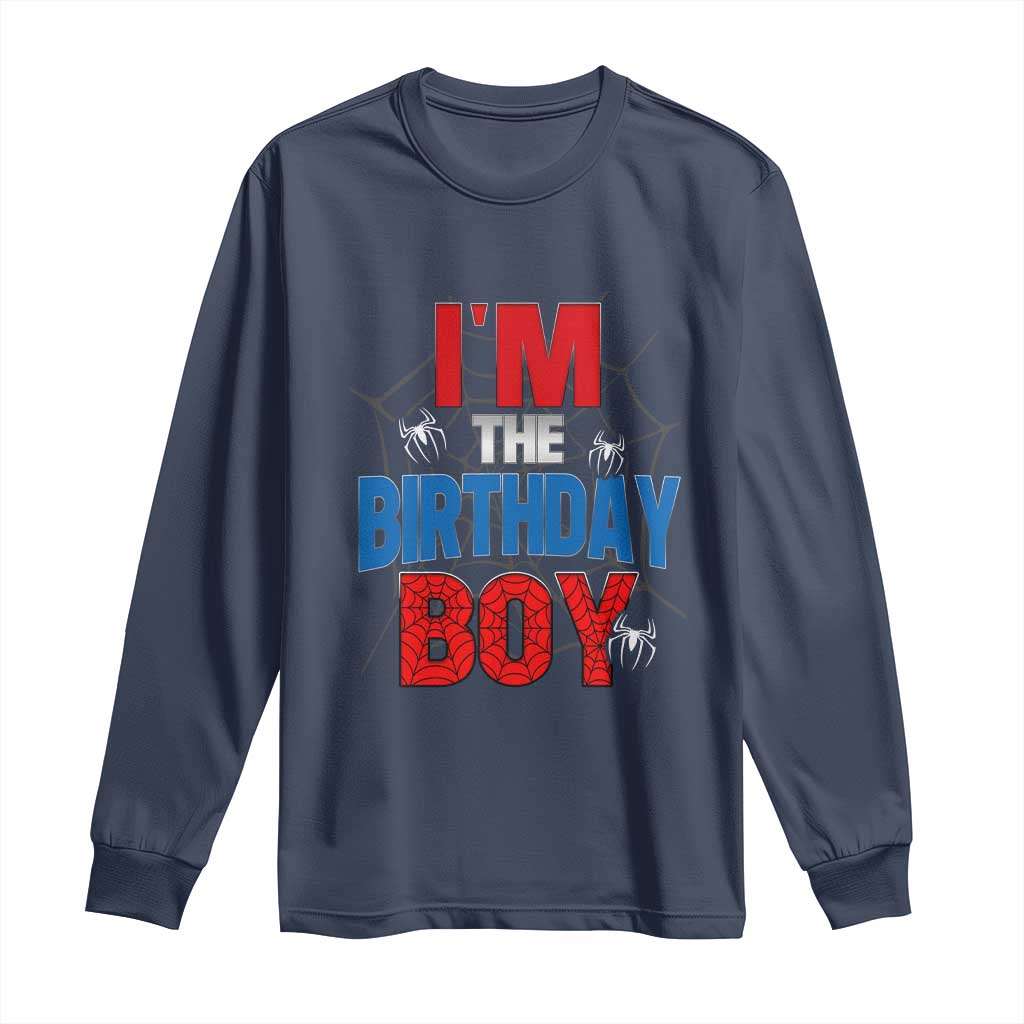 Spider Birthday Boy Long Sleeve Shirt Spiders Lover Bday Party TS02 Navy Print Your Wear