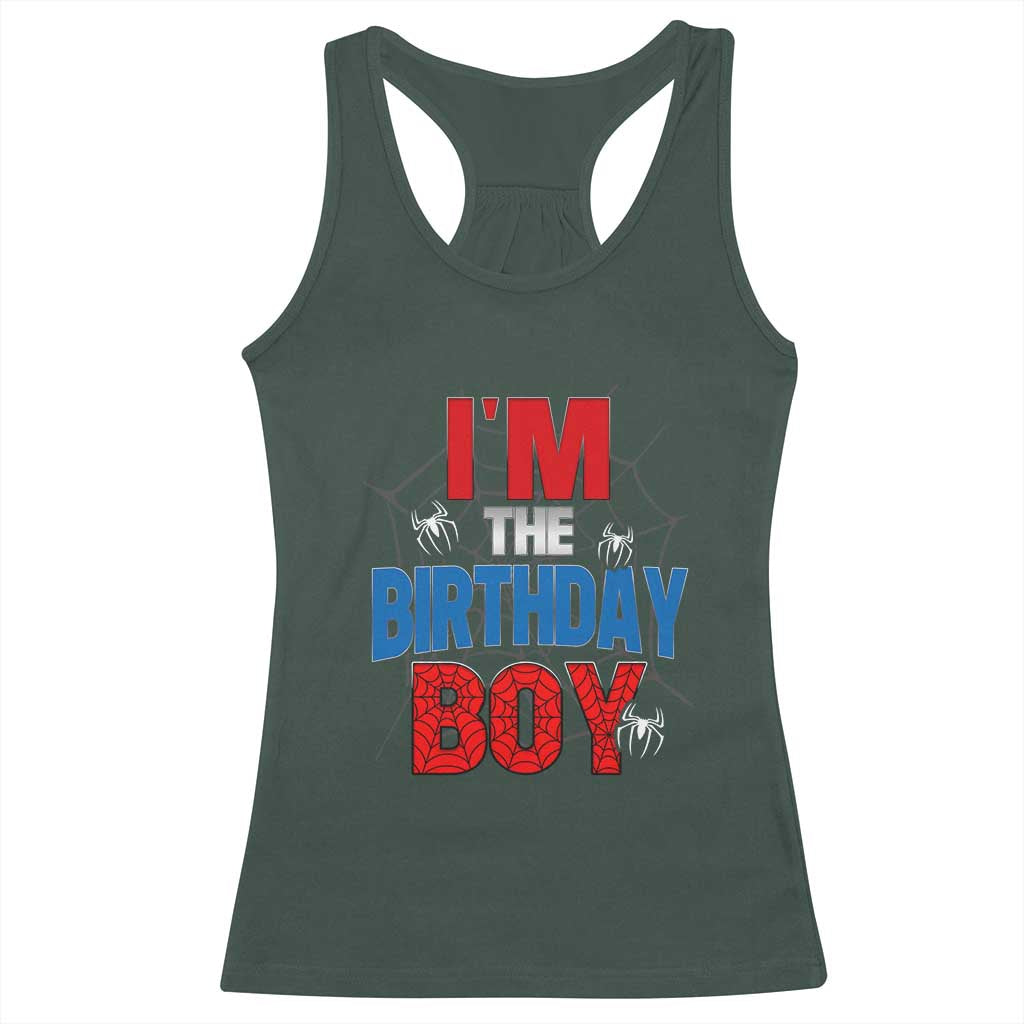 Spider Birthday Boy Racerback Tank Top Spiders Lover Bday Party TS02 Dark Forest Green Print Your Wear