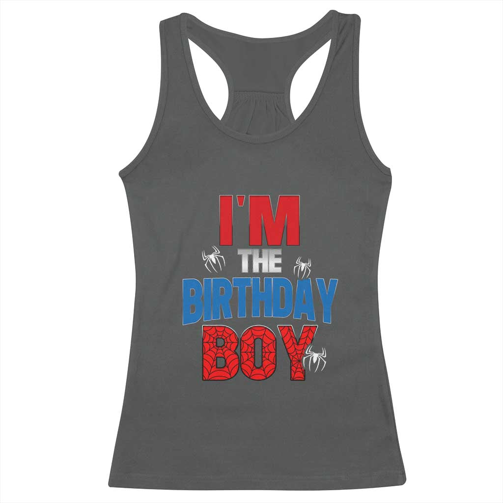 Spider Birthday Boy Racerback Tank Top Spiders Lover Bday Party TS02 Dark Heather Print Your Wear