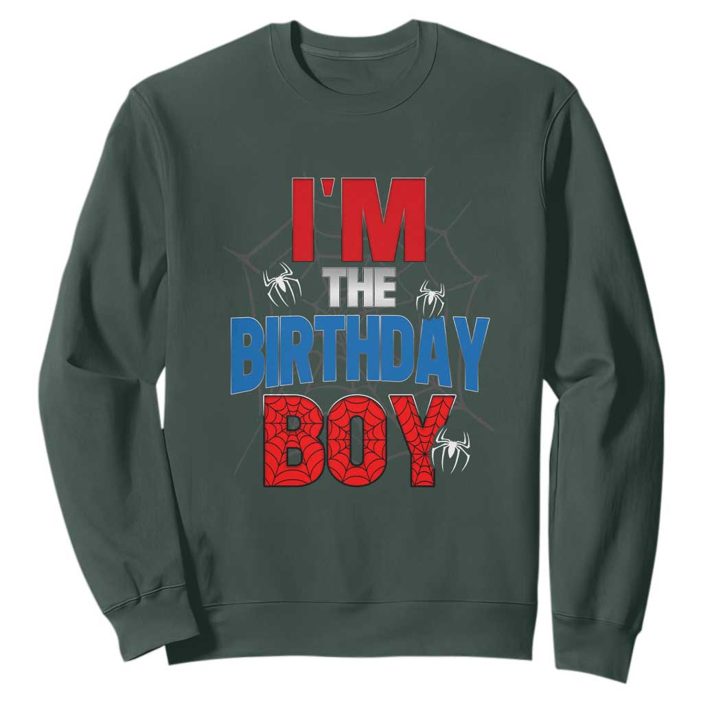 Spider Birthday Boy Sweatshirt Spiders Lover Bday Party TS02 Dark Forest Green Print Your Wear