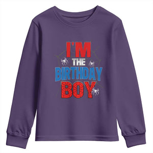 Spider Birthday Boy Youth Sweatshirt Spiders Lover Bday Party TS02 Purple Print Your Wear